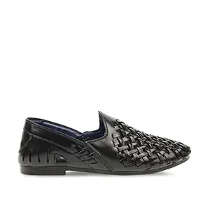 Regal Men's Black Men Woven Slip ons