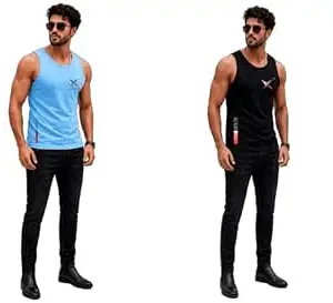 EARTH STAR Men's Cotton Tank Top T-Shirt | Sleeveless Gym Vest | Vest for Man Graphic Logo Print for Workout, Beach, Gym | Workout Sando | Gym Tshirts