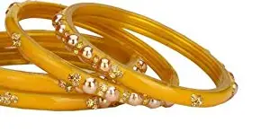 Designer Fancy Party Glass Bangle Cum Kada Set Of 4 Decorative With Colorful Beads & Stone (With Safety Cum Gift Box) BN-29 (Bangle-NP1.d_bang)