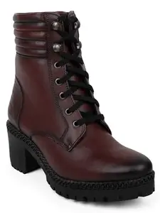 Elle Women's Lace-Up Boots Colour-Cherry, Size-UK 4