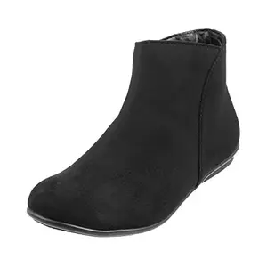 Mochi Women Black Suede Leather Boot UK/4 EU/37 (31-5074)