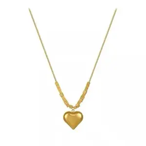 VIEN 316L Stainless Steel Love Pendant Necklace for Women, Geometric Square Stitching Design, Fashion Punk Style Chain, Gothic Edgy Jewelry, Durable Tarnish-Free Statement Necklace