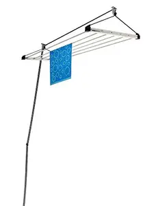LAKSHAY Economy Heavy Duty Stainless Steel (6 Pipe x 6 Feet) with UV Protected Nylon Rope Ceiling Cloth Dryer | Cloth Drying Stand for Balcony | Clothes Stand for Drying