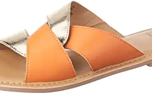 Carlton London Women's Orange Flat Sandal-5 Kids UK (CLL-6923)