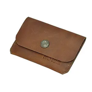 DUO DUFFEL Handmade Genuine Leather Men Business Credit Card Holder Wallet (Brown)