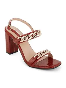 ELLE Women Sandal,Maroon,UK-5