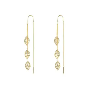 Yellow Chimes Earrings For Women Gold Tone Chain With Leaf Hanging Dangle Earrings For Women and Girls