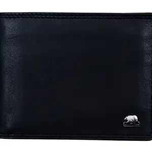 BROWN BEAR Stylish Pure Nappa Leather Branded Certified RFID Blocking Slim Wallets for Men, with Eight Card Pockets (Black)