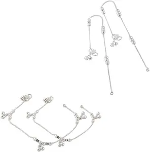 Lila Traditional Trendy Jewellery All Occassions Anklets Payal Pair for Women/Girls Alloy Anklet (Pack of 4)(Bzr_ComboPayal-102&110-(1PairEach))