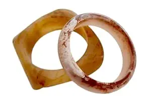 Fuschianet Accessories Resin Stackable Bangles, Cream with Maroon Streaks, Brown Uneven Square, Combo for Women and Girls Set of 2