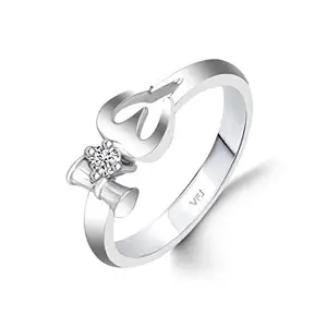 Vighnaharta Brass and Cubic Zirconia Power Trishul Band Ring for Women & Girls (White)