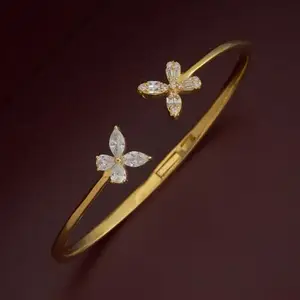 Kushal's Fashion Jewellery White Gold-Plated Casual 92.5 Pure Silver Zircon Kada - 432490