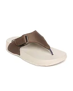 WELCOME Women's Matellicbrown Leather Flip-Flops-8 UK (Invalid Data), HF-13