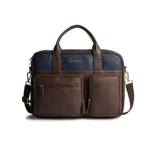 Gauge Machine Professional Vegan Leather Messenger Briefcase Bag for Office |Fits upto 14/15 / 16 inch Laptop |Separate Padded Laptop Compartment |Water Resistant |Men & Women | 30L (Dark Brown)