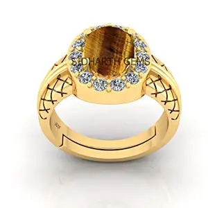 SIDHARTH GEMS Crystal Natural Tiger's Eye Adjustable Ring 7.25 Ratti - 6.50 Carat Certified Stone for Men and Women