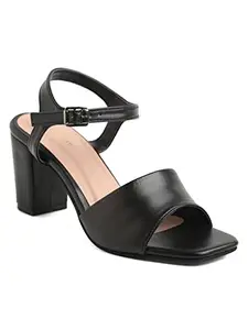 Bruno Manetti Women's Black Slipon Back Strap Buckle Heels Sandal
