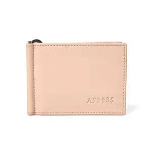 ASSESS Anti-Theft Leather RFID Protected & Minimalist Money Clip Slim Unisex Bifold Wallet with Card Holder Slots for Men & Women with Gift Box Colour- Beige