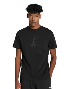 Puma Men's Printed Regular Fit T-Shirt (623806_Black