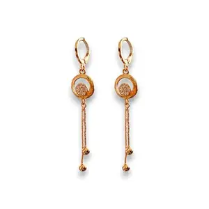 ACCESSHER Gold-Plated American Diamond Long Danglers Earrings Set | Elegant AD Stones, Lightweight Finish | Earrings for Women and Girls