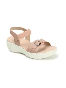 Carlton London Women Sandal,Peach, UK-7