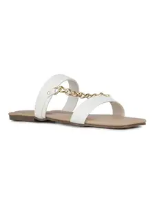 Inc.5 Womens White Solid Open Toe Casual Flat Sandals