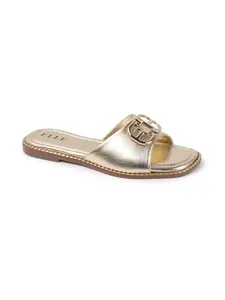 ELLE Women Fashion Sandal,Gold,UK-4