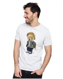 Men's & Women's Regular Fit T-Shirt Just Be Happy - Smile 100% Cotton Unise T-Shirt White|Female2XL(WORSLG22-White 2XL Men GoalLW,)