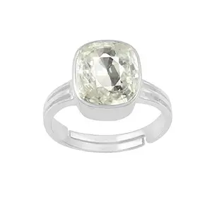 Kirti Sales Gems 14.25 Ratti / 1340 Carat AA++ Quality Certified Ashtadhatu Adjaistaible Silver Ring Unheated Natural White Sapphire Pukhraj Loose Gemstone