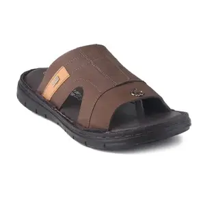 Red Chief Brown Leather Casual Slippers for Men