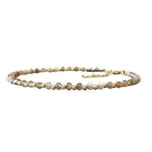 RRJEWELZ Chocolate Moonstone Bracelet for Men & Women – 3-3.5mm Round Faceted Multicolor Beads – 7 inch adjustable with Silver Plated Clasp – Healing, Fashion, Gift, Spiritual, Yoga|LCBR_RR_01937
