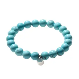 AAMRAPALI SILVER GEMS AAMRAPALI Turquoise Bracelet | Stone Beads Bracelet | Focus on Heart Chakra | Stunning Gem Patterns Tones | I do not get swept away by inner storms. Turquoise is the healing stone. It promotes emotion