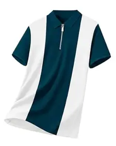 Enitor Stylish Half Sleeves Polo Neck T-Shirt for Mens, Casual Wear T-Shirt for Men, Formal Half Zipper T-Shirts for Boys, Summer Wear Tshirts for Boy