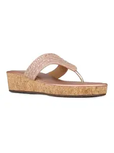 Inc.5 Womens Rose Gold Solid Round Toe Ethnic Heels Sandals