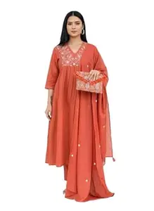 Amazon Brand - Tavasya Women's Embroidered Kurta Set with Pant and Dupatta | Kurti Set for Women