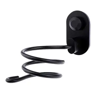 Maxbell Nonslip Hair Dryer Holder Aluminum Towel Drain Rack Bathroom Antirust Black