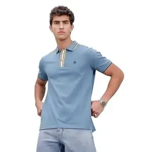 WROGN Men's 100% Cotton Pique Polo T-Shirt | Contrast Collar & Sleeve Tipping | Slim Fit