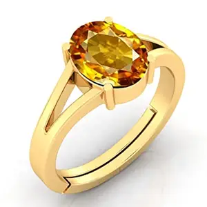 SIDHARTH GEMS Certified Unheated Untreatet 8.25 Ratti 7.50 Carat A+ Quality Natural Yellow Sapphire Pukhraj Gemstone Ring for Women's and Men's