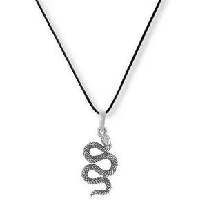A AKSHAT SAPPHIRE 92.5% Pure Sterling Silver Snake Pendant Locket with Black Thread for Good Luck, Health & Wealth | Rakhi Gift for Sister or Brother