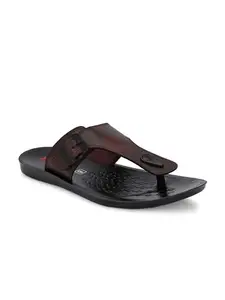 AADI Men's Brown Synthetic Leather Lightweight Comfortable Indoor Outdoor Daily Use Casual Slides/Slipper/Sandal