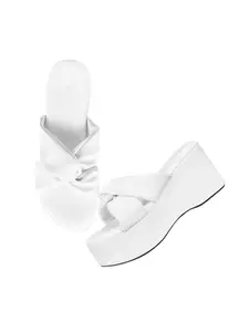 The White Pole Casual and Classy Platform Heels Chunky Heel Sandals Light Weight Comfortable & Trendy Party Wedges Heels for Girls & Women