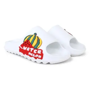 Pampy Angel Zig Zag Melon Men's Flip Flops Slides Back Open Household Comfortable Slippers White,10 (UK/India)