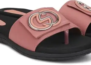 Picktoes PT-417 Women's Pink Synthetic Leather Casual Heel Sandal