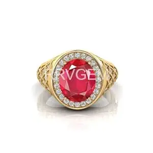 11.50 Ratti Handcrafted Finger Ring With Beautifull Stone Men & Women Jewellery Collectible manik RING Gold Plated for Men and Women LAB - CERTIFIED