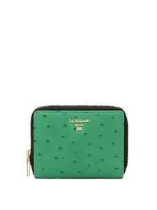 Da Milano Genuine Leather Green Zip Around Womens Wallet (10036E)