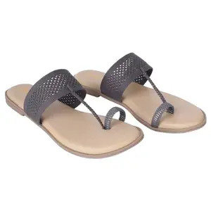 Women's Stylish Floral Flip-Flops | Comfortable Slippers with Cusion soft botom Sole TPC | Flat heal Synthetic material (Grey, UK Footwear Size System, Adult, Women, Numeric, Medium, 8)