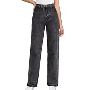 SHAYM Enterprises Women Relaxed Fit Grey Denim Wide Leg Jeans Modern High Rise Fashion Bottom