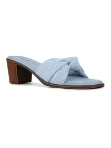 Inc.5 Womens Blue Solid Round Toe Block Heel Mules