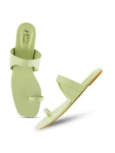 JM LOOKS women fashion flat casula Daily use Comfortable and Stylish Open-Toe Slip-On Flat Sandals for Women & girls (Green)