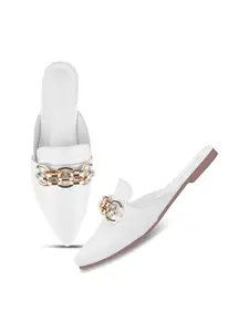 FROH FEET Women’s Pointed-Toe Slip-On Loafers | Chic Chain Detail for Effortless Elegance & All-Day Comfort