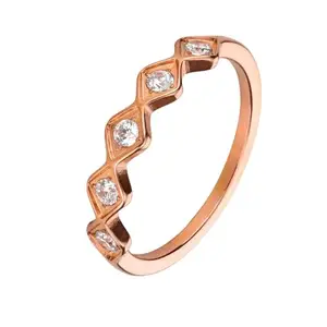 INKO & CO Rose Gold Rings for Women with White Diamonds | Elegant Engagement & Wedding Ring with Stunning Diamond Accent | Luxurious Rose Gold Design for Special Occasions & Forever Memories (1 Pcs) (7)